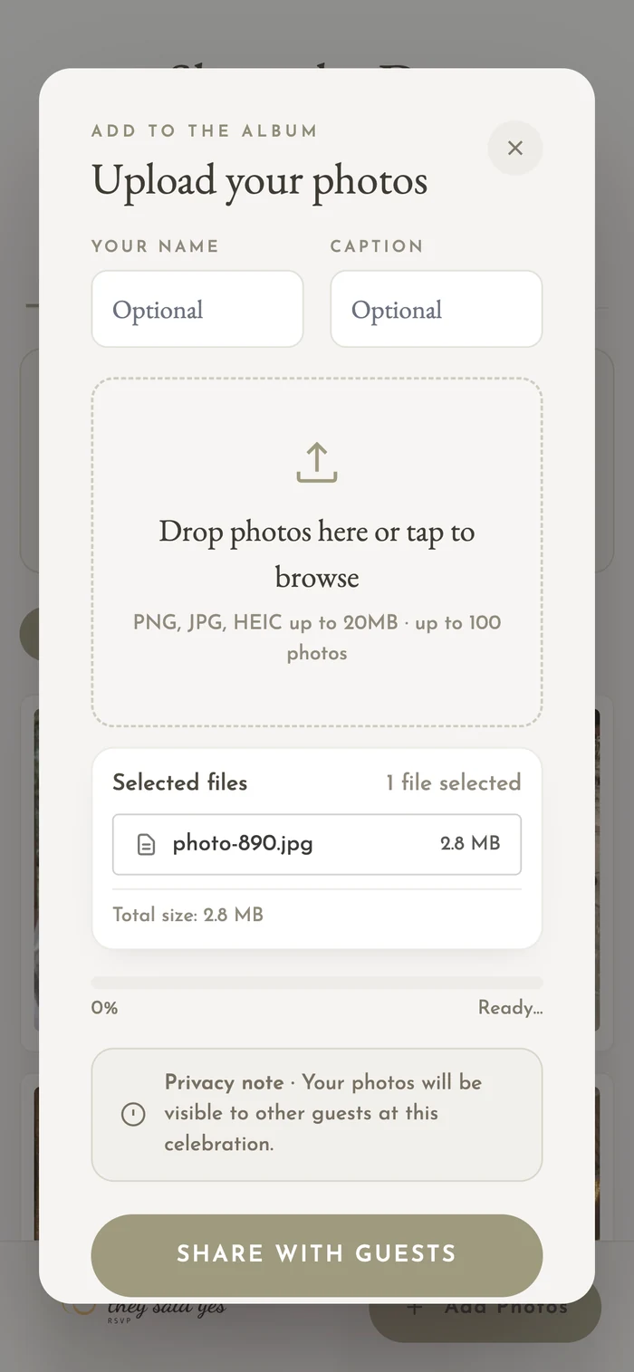 Upload photos form